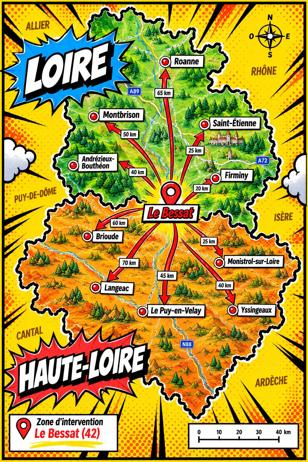 Zone d'intervention autour du Bessat — contact